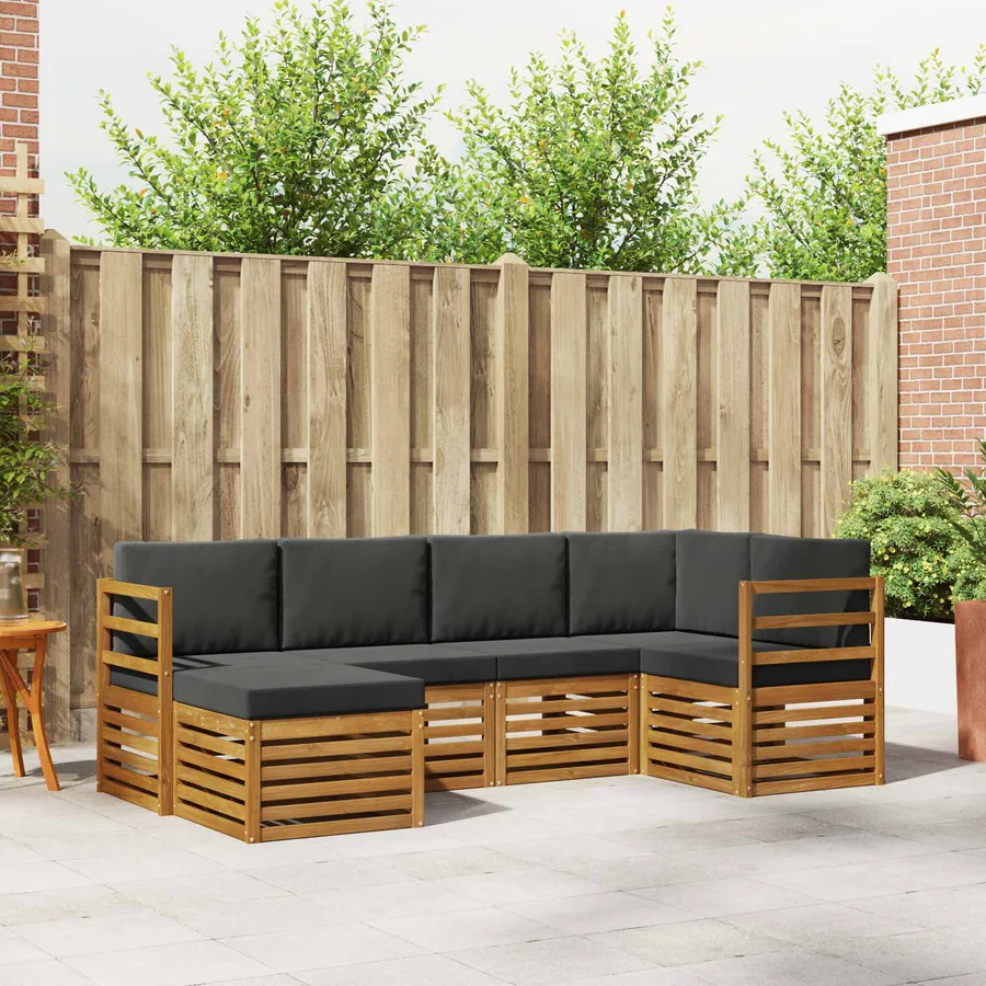 Ensemble de canapé d'angle 6 pcs Naturel et Anthracite