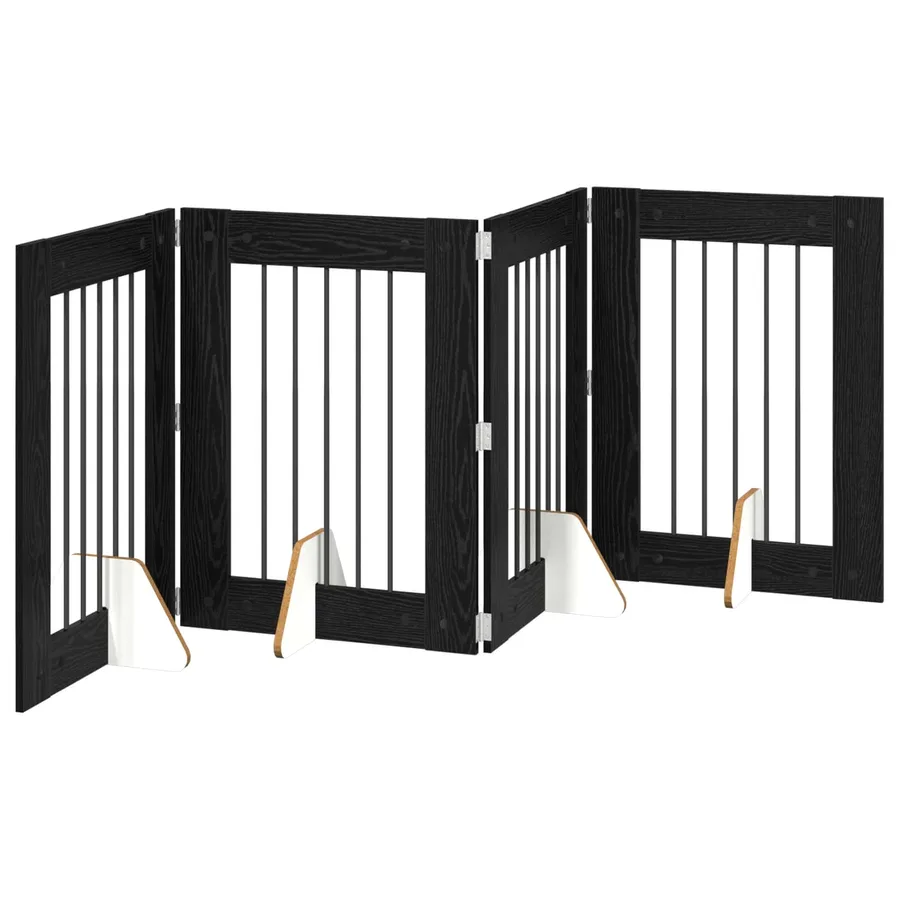 Porte de chien pliable avec supports 4 pcs Chêne noir 241 cm - 2