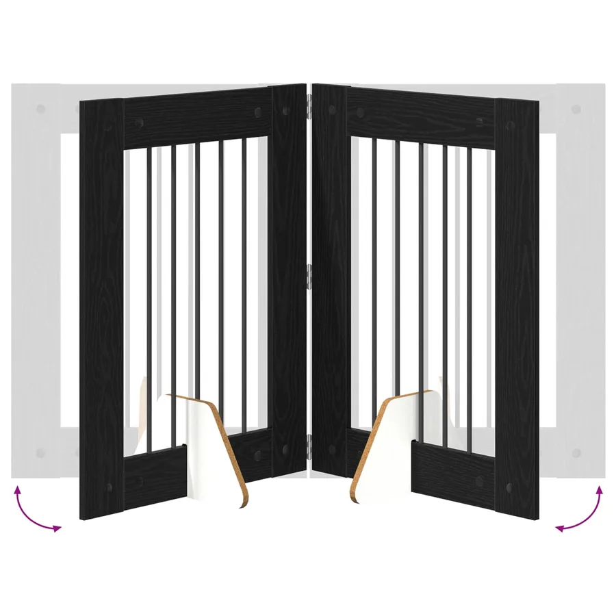 Porte de chien pliable avec supports 4 pcs Chêne noir 241 cm - 6
