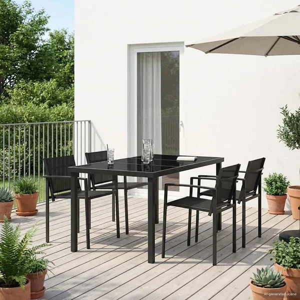 Ensemble de meubles d'extérieur 5 pcs Noir et anthracite