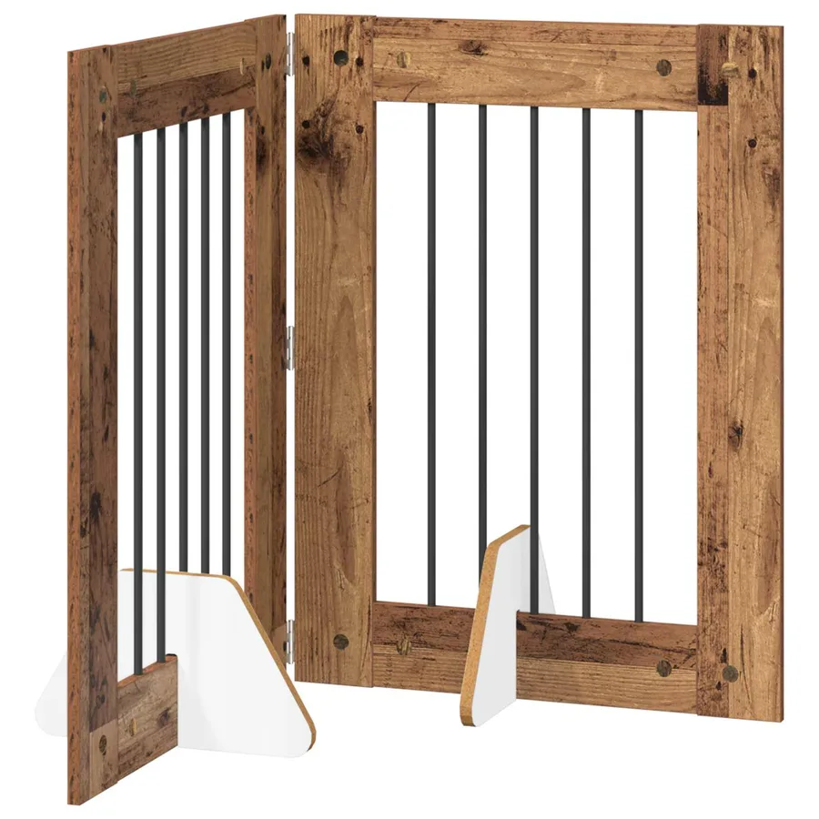 Porte de chien pliable avec supports 2 pcs Bois ancien 120,5 cm - 2