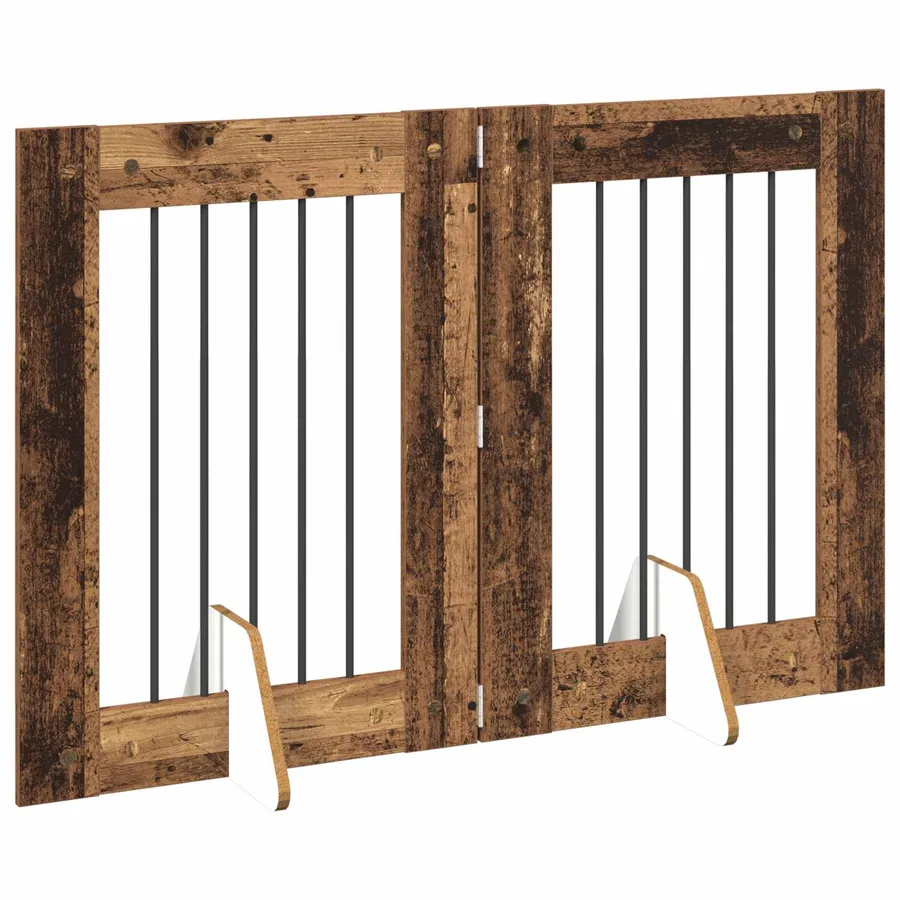 Porte de chien pliable avec supports 2 pcs Bois ancien 120,5 cm - 3