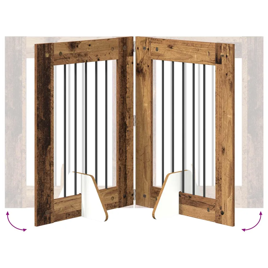 Porte de chien pliable avec supports 2 pcs Bois ancien 120,5 cm - 7