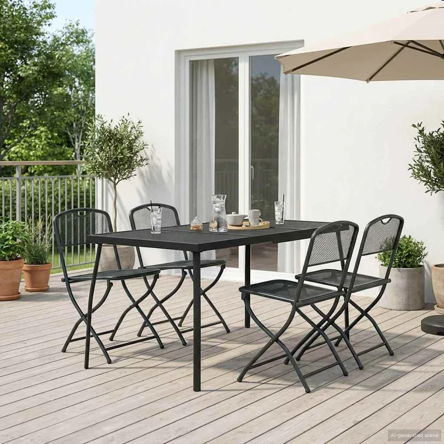Ensemble de meubles d'extérieur 5 pcs Anthracite Fer et Acier