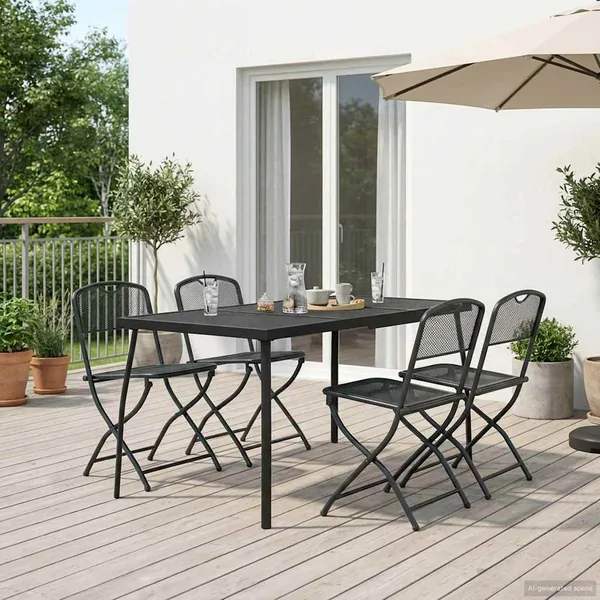 Ensemble de meubles d'extérieur 5 pcs Anthracite Fer et Acier