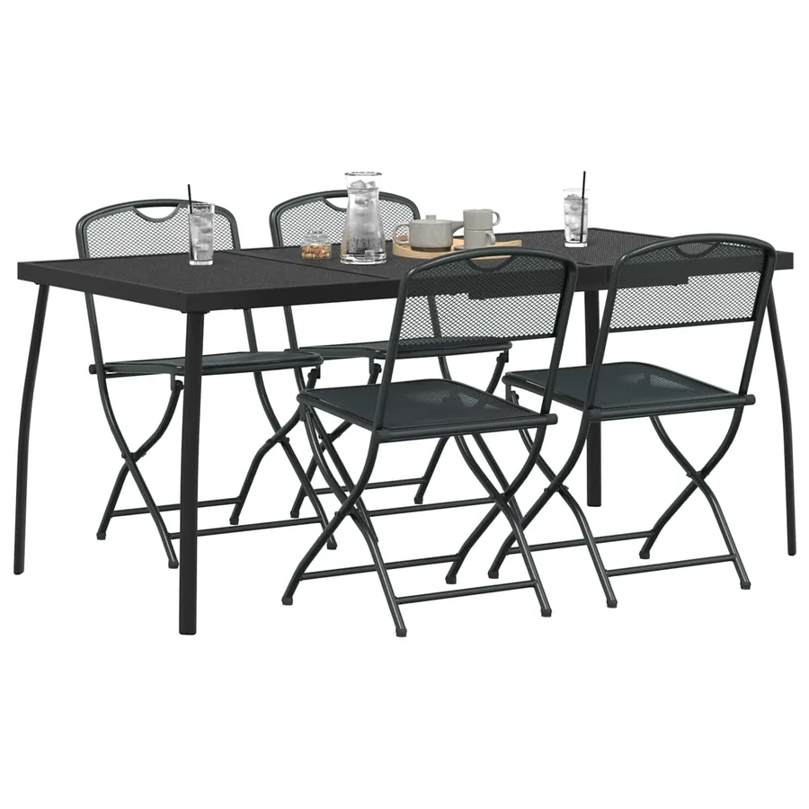 Ensemble de meubles d'extérieur 5 pcs Anthracite Fer et Acier - 3