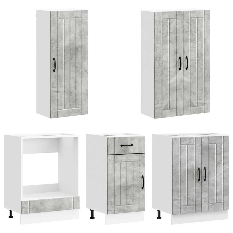 Unité de cuisine LUCCA 5 pcs Gris béton Bois d'ingénierie - 3