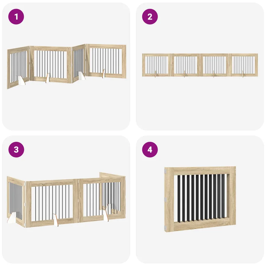 Porte de chien pliable avec supports 4 pcs Chêne Sonoma 401 cm - 7