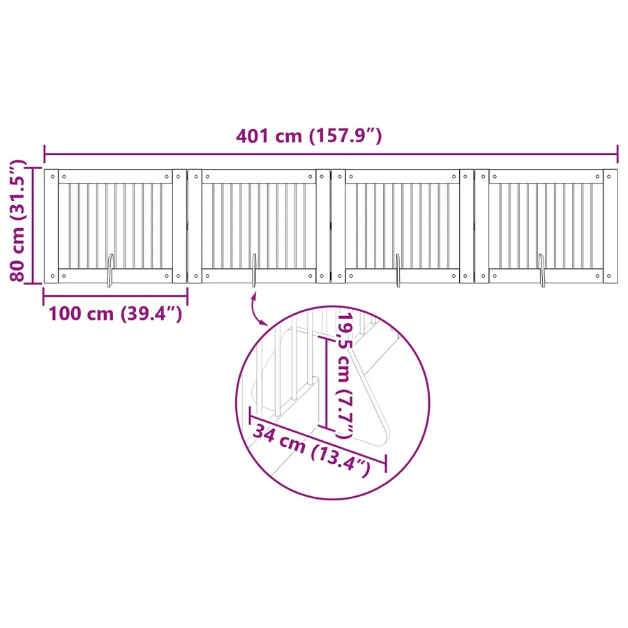 Porte de chien pliable avec supports 4 pcs Chêne Sonoma 401 cm - 9