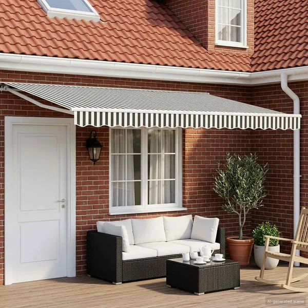 Auvent rétractable électrique Anthracite et blanc 4 × 3 m