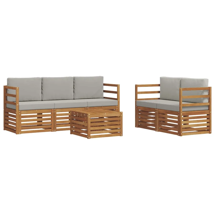 Ensembles de canapés avec coussin 6 pcs Gris Naturel et Clair - 2