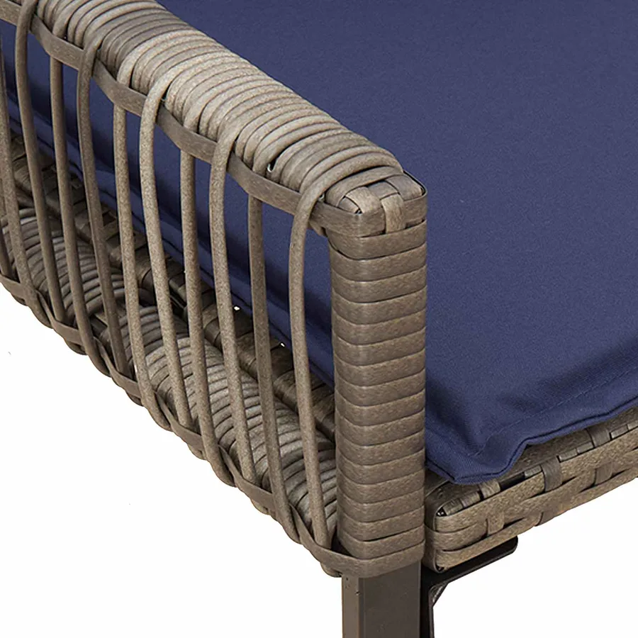 Banc extérieur avec coussin 4 pcs Gris et bleu marine polyrotin - 10
