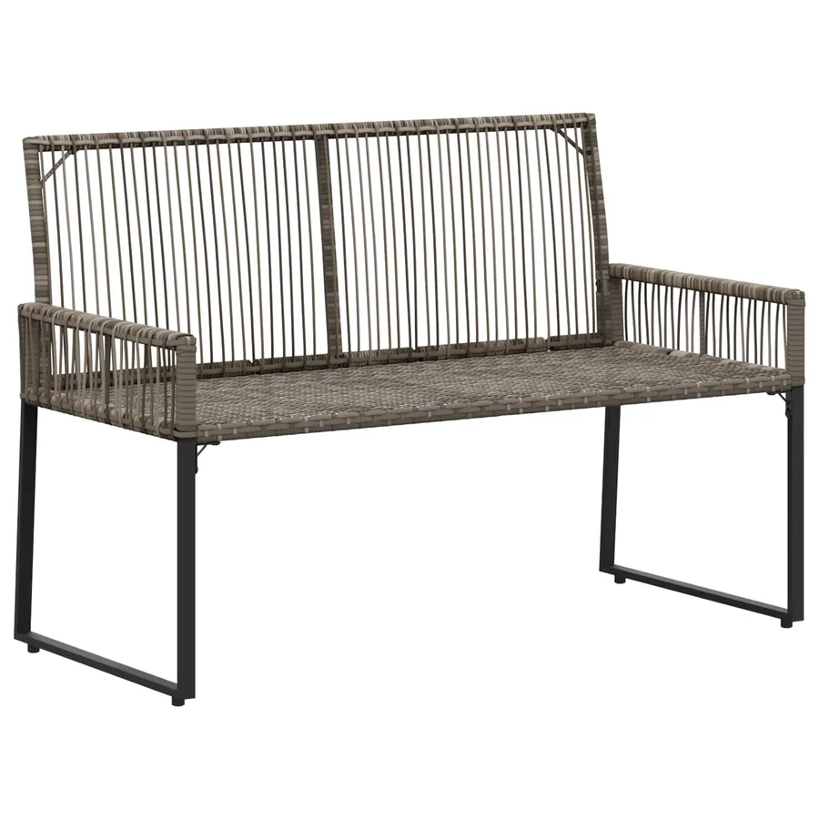 Banc extérieur avec coussin 4 pcs Gris et bleu marine polyrotin - 4