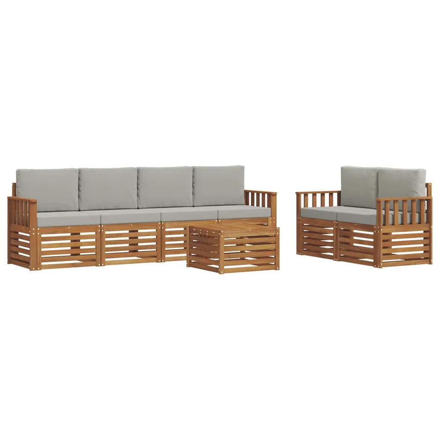 Ensemble de canapés d'extérieur 7 pcs Gris Naturel et Clair - 2