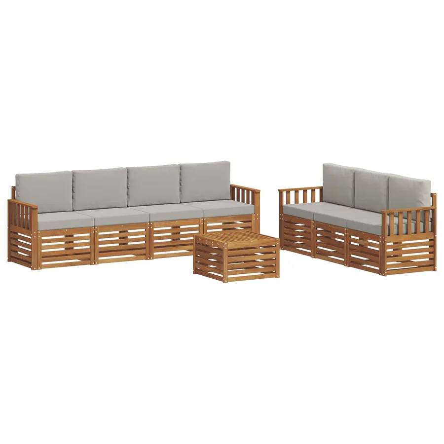 Ensembles de canapés avec coussin 8 pcs Gris Naturel et Clair - 2