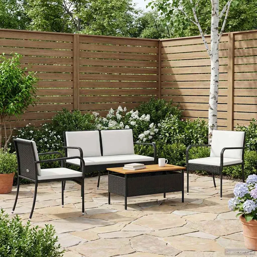 Ensemble de jardin avec coussin acier - 3
