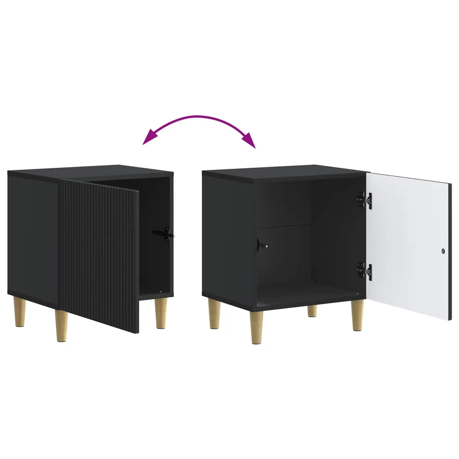 Cabinet de chevet Noir 43 x 34,5 x 50 cm Bois d'ingénierie - 8