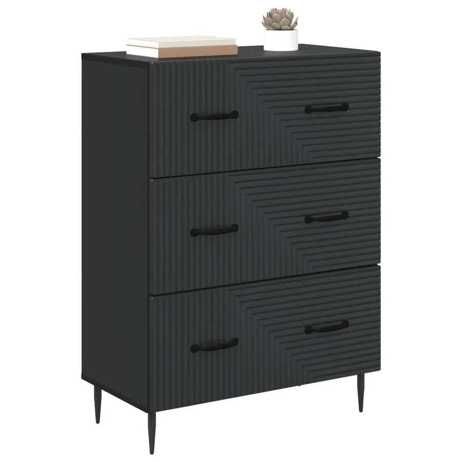 Armoire à tiroirs Noir 66 x 34,5 x 89,5 cm Bois d'ingénierie - 3