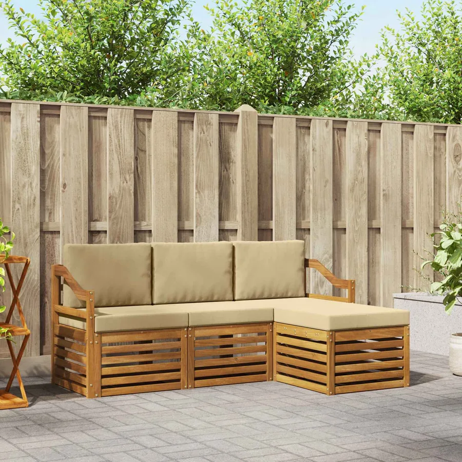 Ensemble de canapés d'extérieur 4 pcs Naturel et Beige