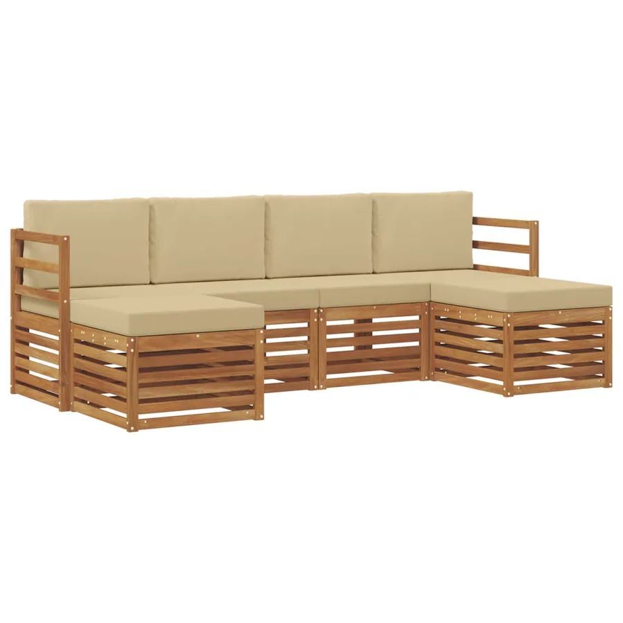 Ensembles de canapés avec coussin 6 pcs Naturel et Beige - 2