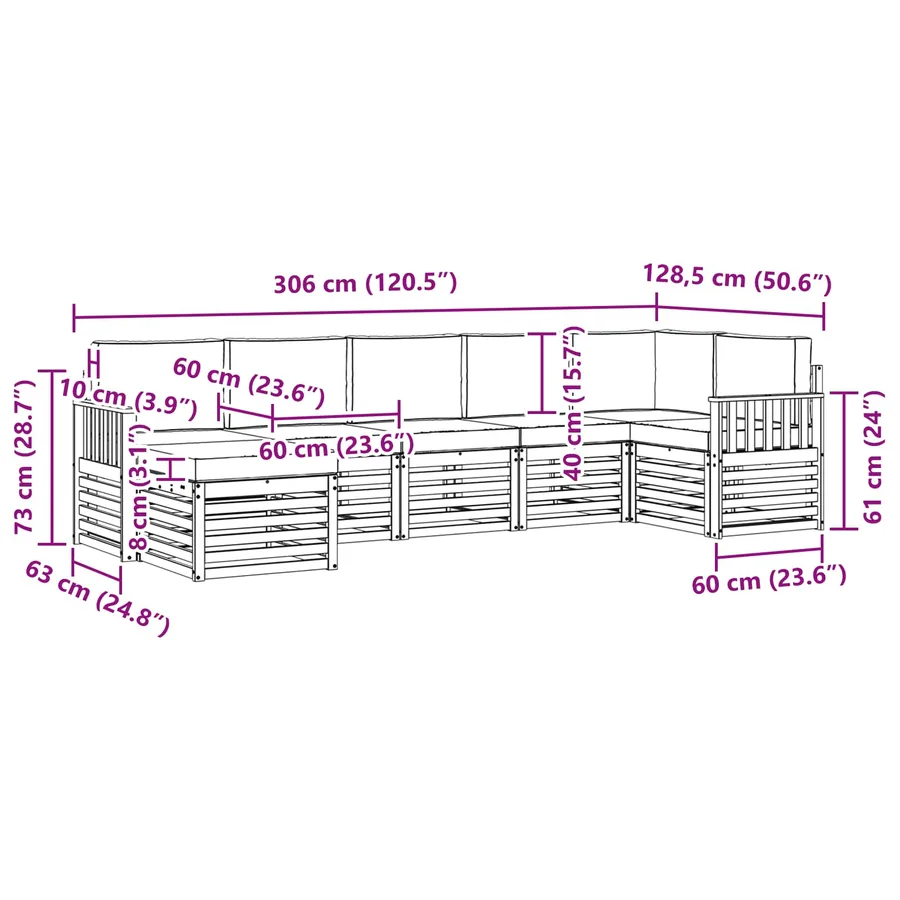 Ensemble de canapé d'angle avec coussin 7 pcs Naturel et Beige - 8