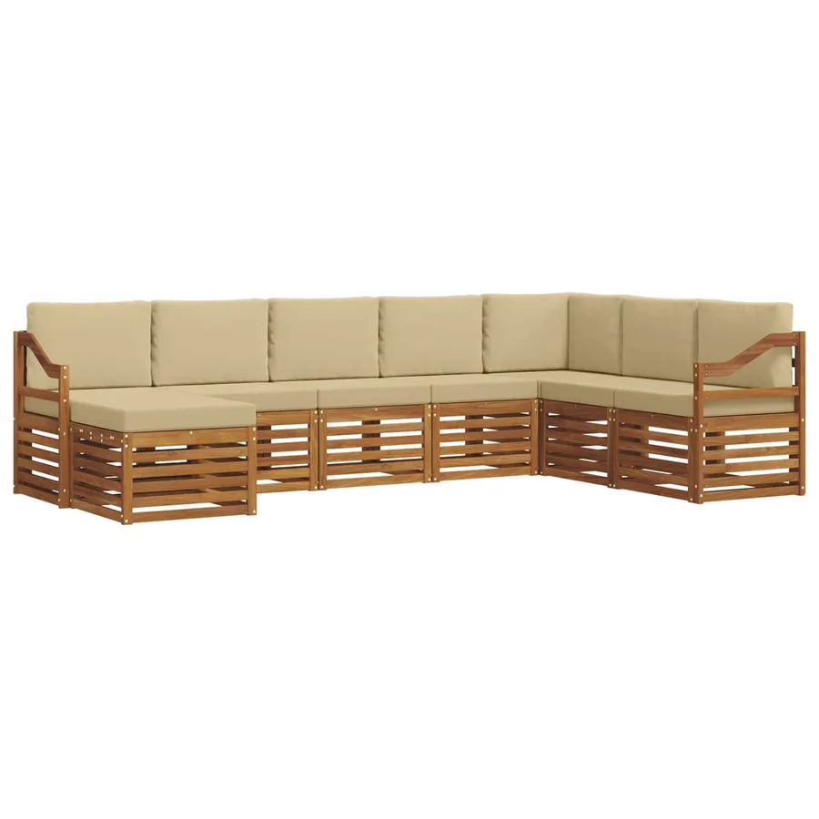 Ensemble de canapés d'extérieur 8 pcs Naturel et Beige - 2