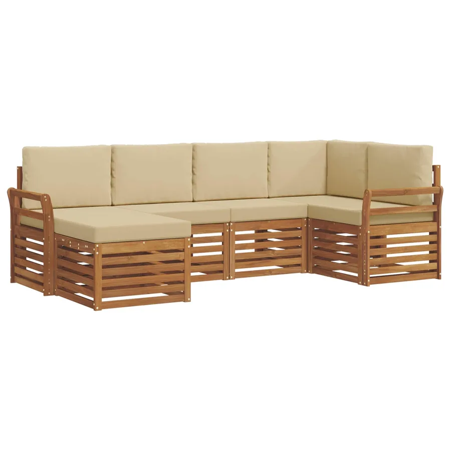 Ensemble de canapé d'angle avec coussin 6 pcs Naturel et Beige - 2