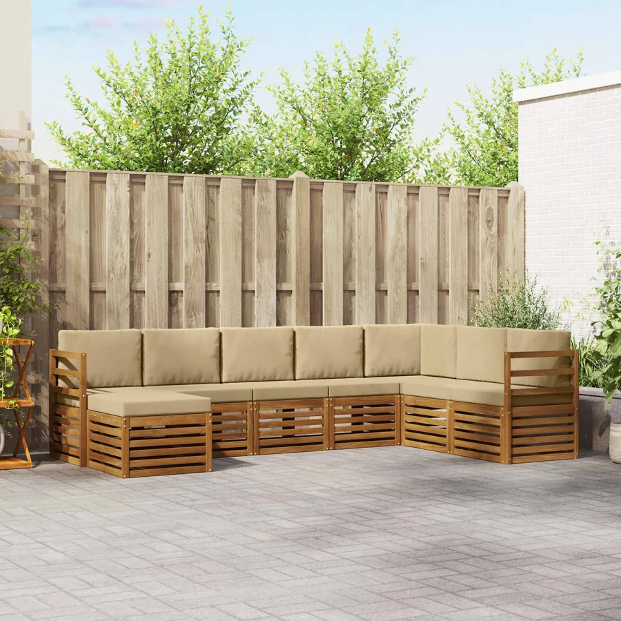 Ensemble de canapés d'extérieur 8 pcs Naturel et Beige