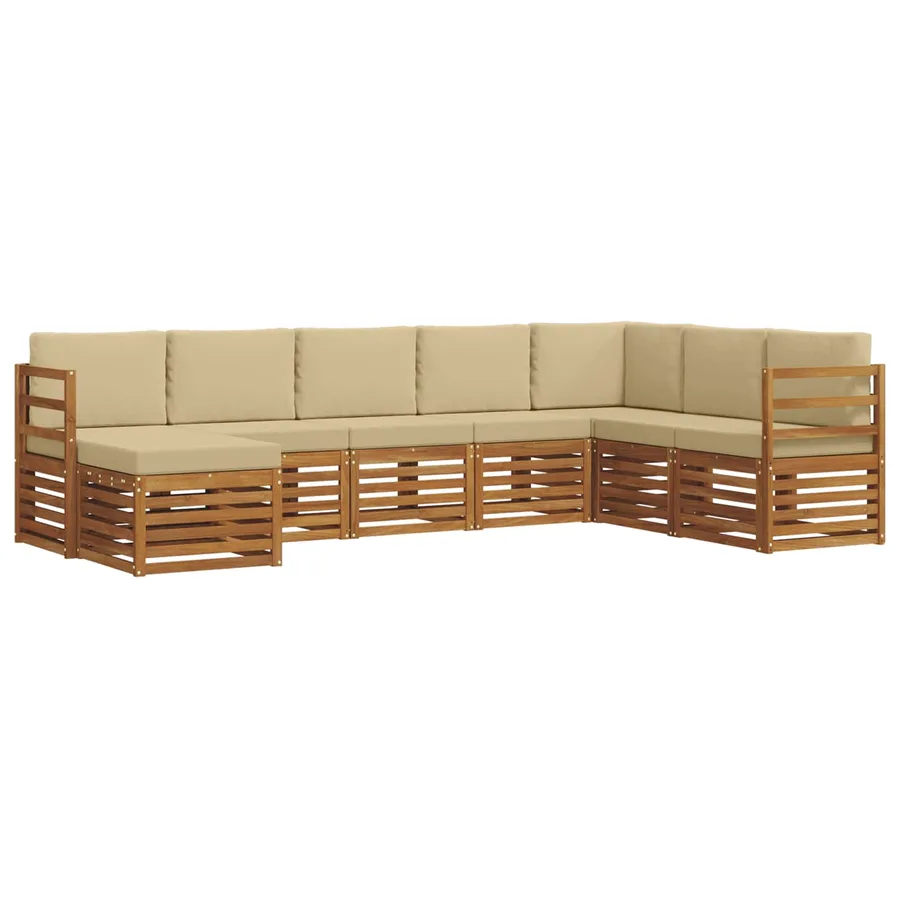 Ensemble de canapés d'extérieur 8 pcs Naturel et Beige - 2