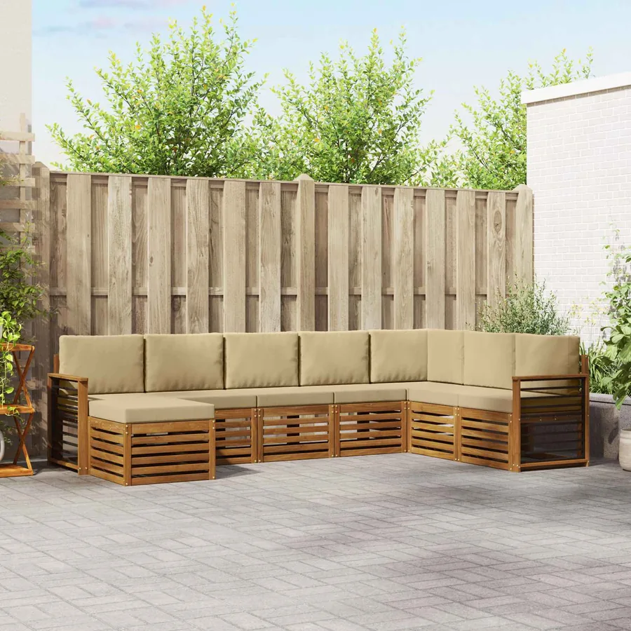 Ensemble de canapés d'extérieur 8 pcs Naturel et Beige