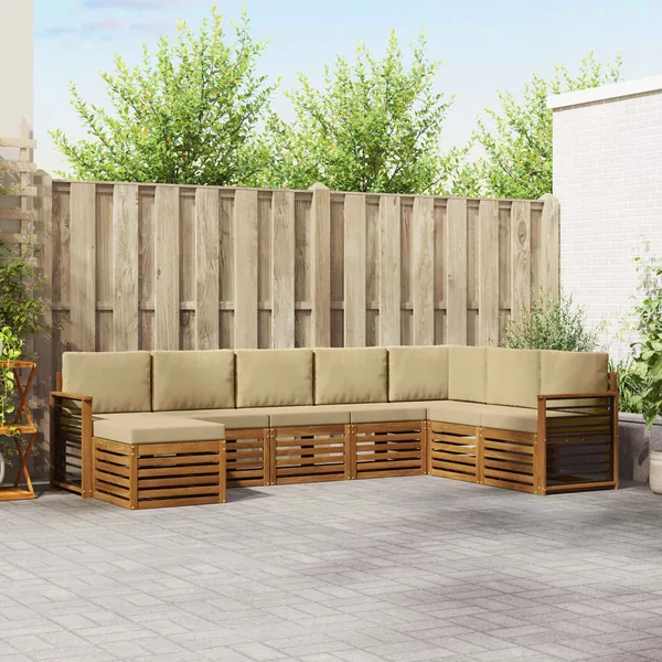 Ensemble de canapés d'extérieur 8 pcs Naturel et Beige