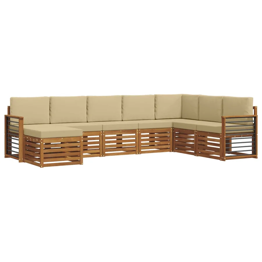 Ensemble de canapés d'extérieur 8 pcs Naturel et Beige - 2