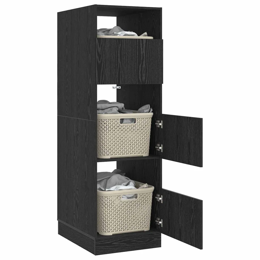 Armoire à Laver Chêne noir 50 x 68 x 162 cm Bois d'ingénierie - 3