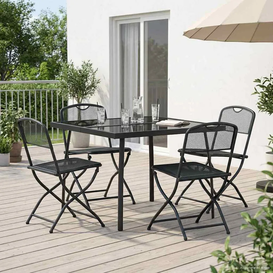 Ensemble de meubles d'extérieur 5 pcs Anthracite Fer et Acier