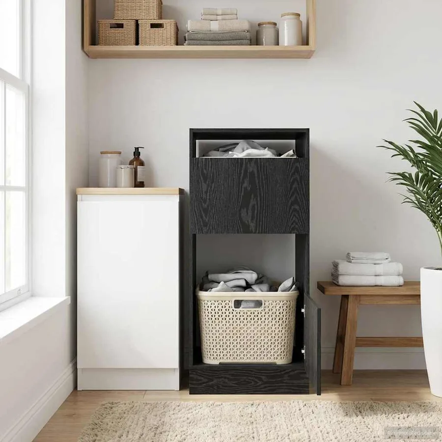 Armoire à Laver Chêne noir 50 x 68 x 102 cm Bois d'ingénierie - 4