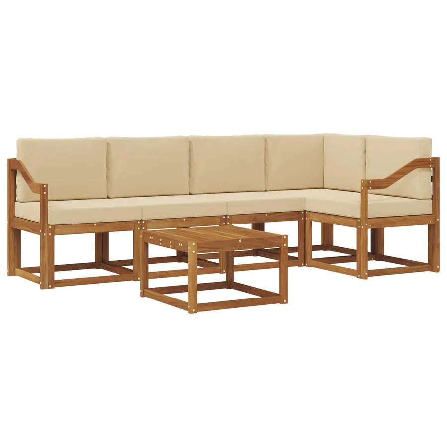 Ensemble de canapés d'extérieur 6 pcs Naturel et Beige - 2