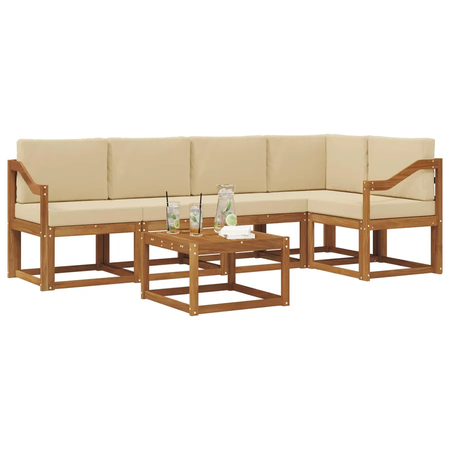 Ensemble de canapés d'extérieur 6 pcs Naturel et Beige - 3