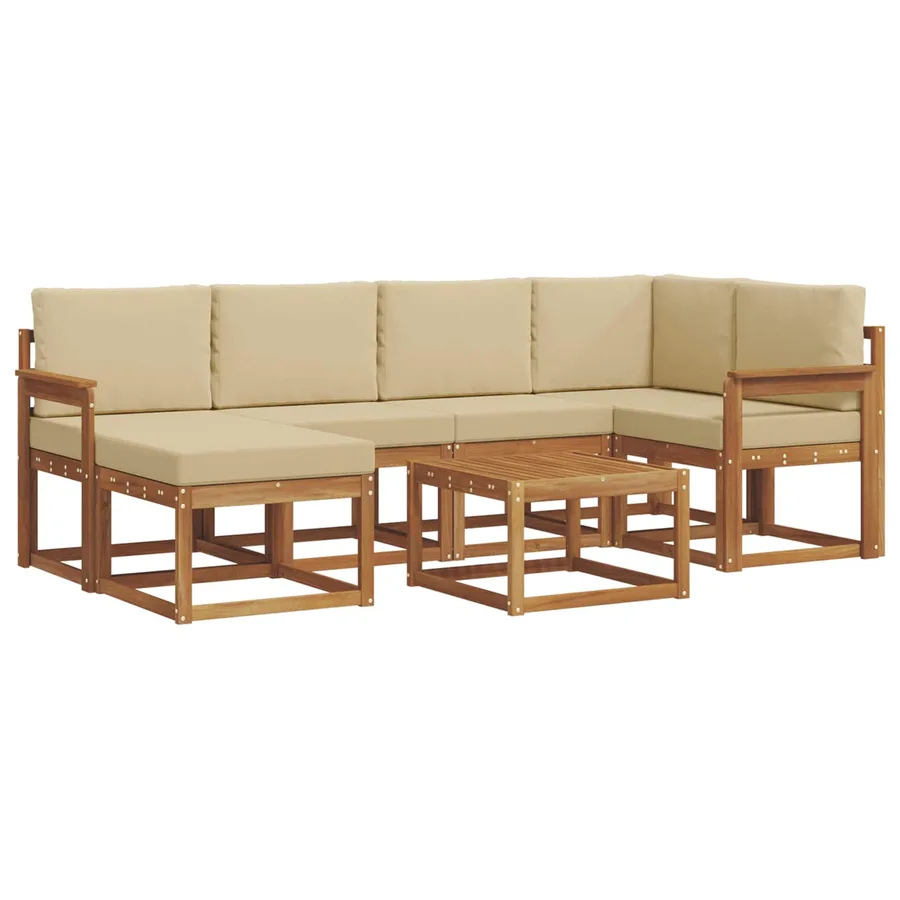 Ensemble de canapés d'extérieur 7 pcs Naturel et Beige - 2