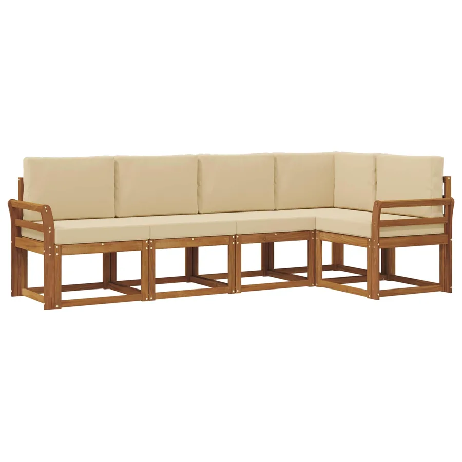 Ensemble de canapés d'extérieur 5 pcs Naturel et Beige - 2