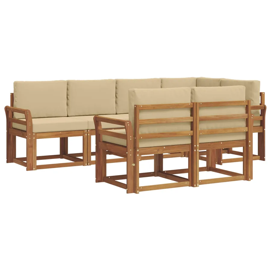 Ensemble de canapés d'extérieur 7 pcs Naturel et Beige - 2