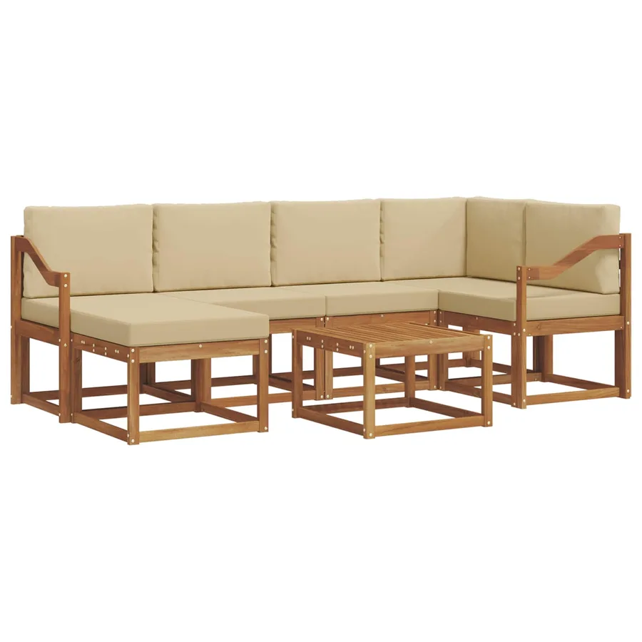 Ensemble de canapés d'extérieur 7 pcs Naturel et Beige - 2