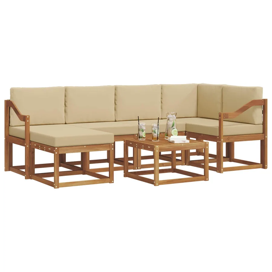 Ensemble de canapés d'extérieur 7 pcs Naturel et Beige - 3