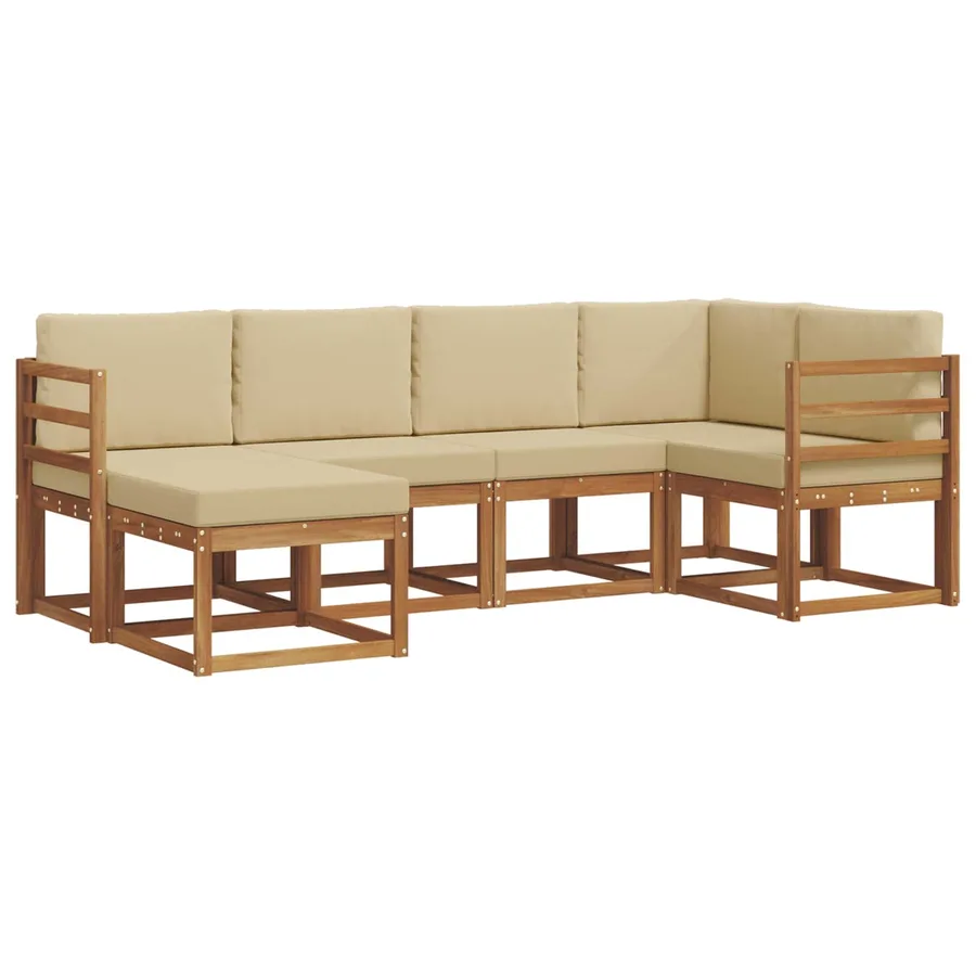 Ensemble de canapés d'extérieur 6 pcs Naturel et Beige - 2