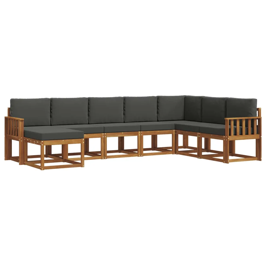 Ensemble de canapés d'extérieur 8 pcs Naturel et Anthracite - 2