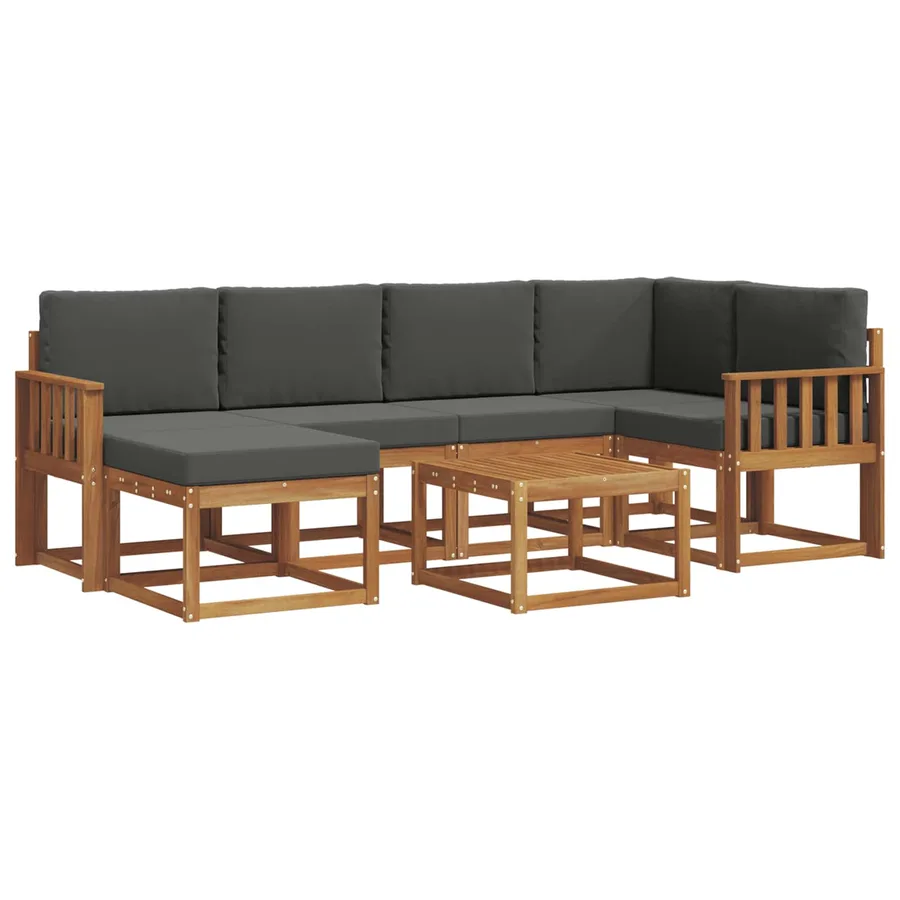 Ensemble de canapés d'extérieur 7 pcs Naturel et Anthracite - 2