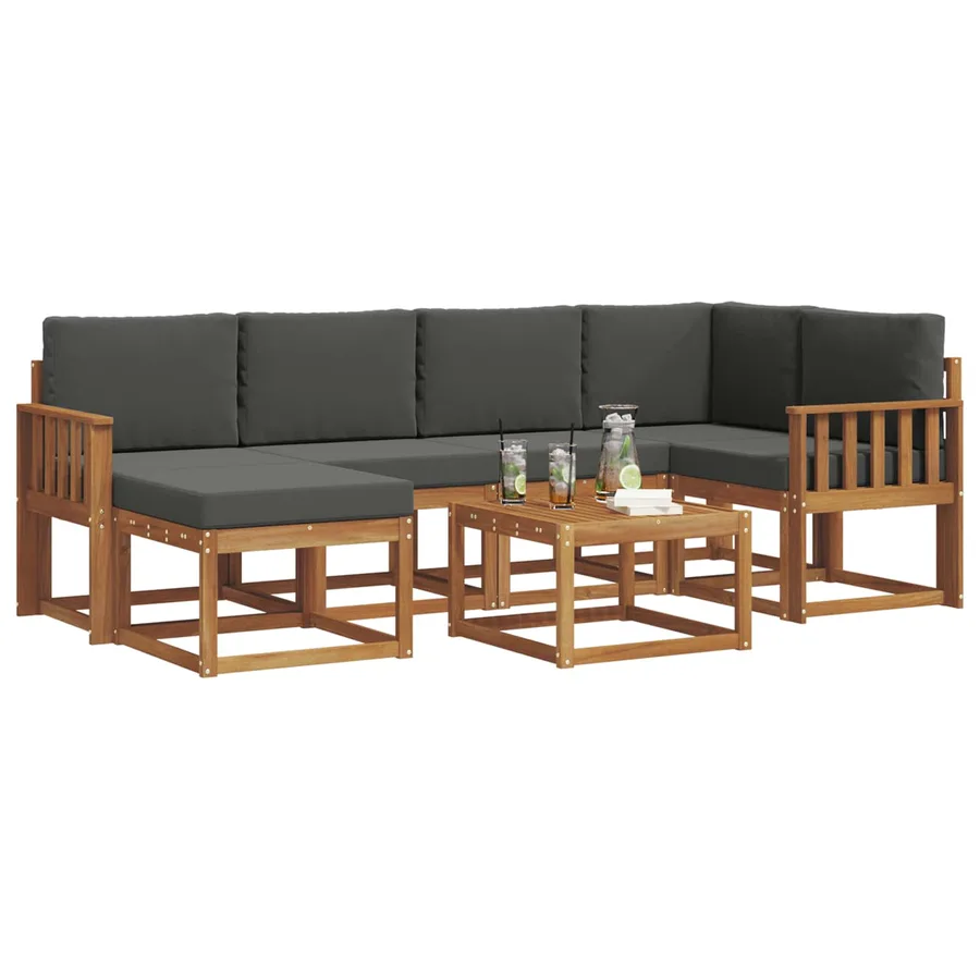 Ensemble de canapés d'extérieur 7 pcs Naturel et Anthracite - 3