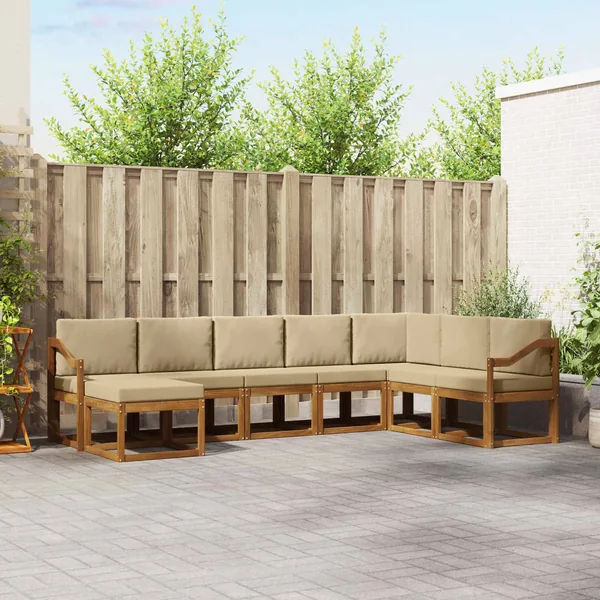 Ensemble de canapés d'extérieur 8 pcs Naturel et Beige