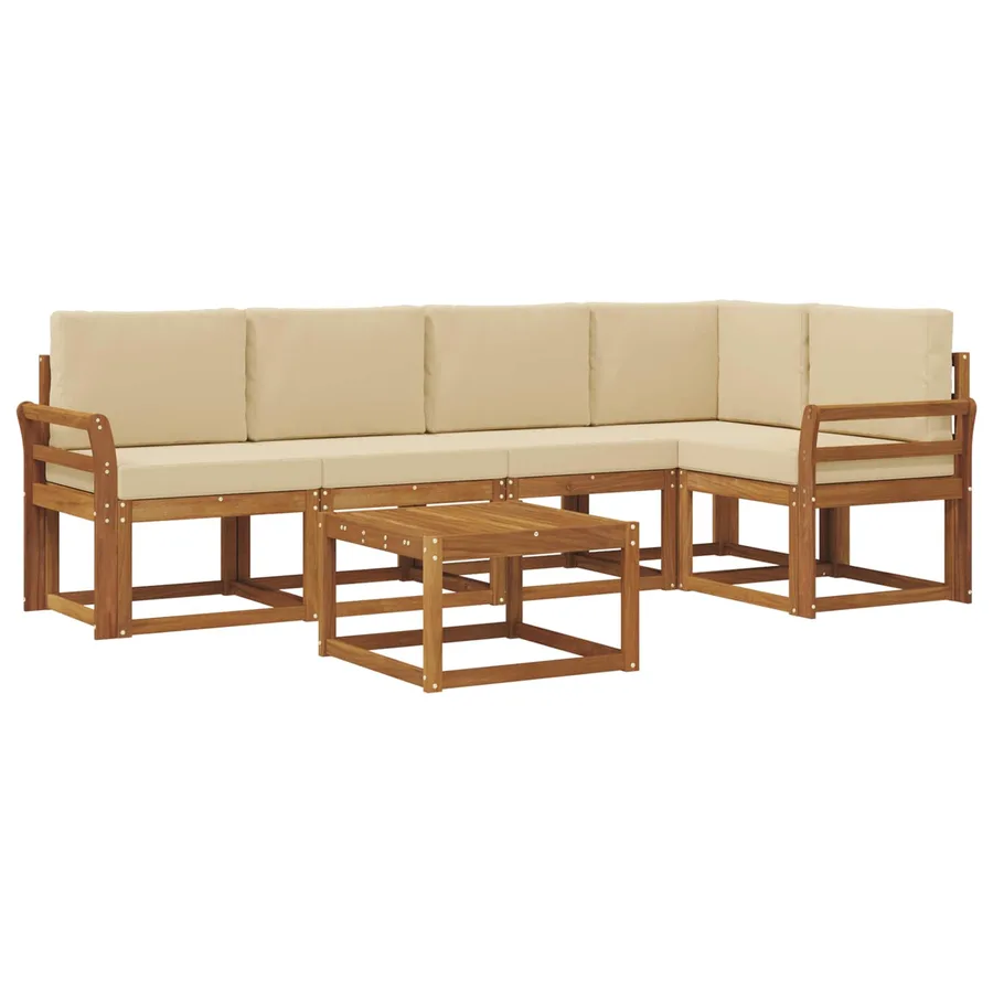 Ensemble de canapés d'extérieur 6 pcs Naturel et Beige - 2
