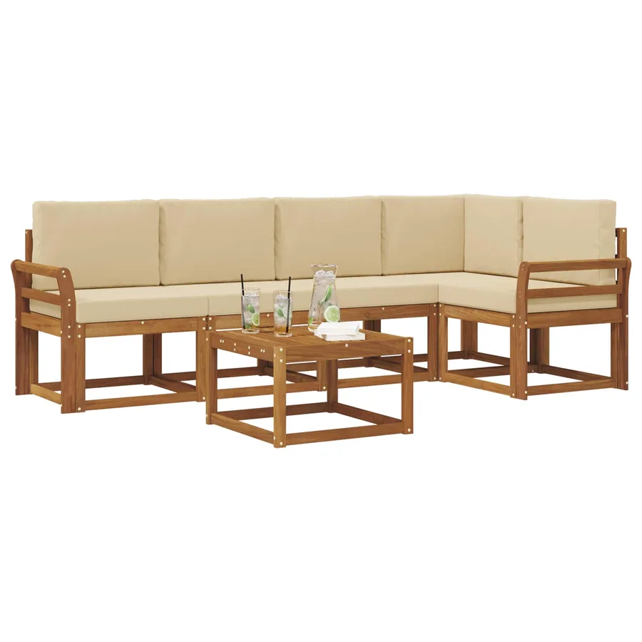 Ensemble de canapés d'extérieur 6 pcs Naturel et Beige - 3