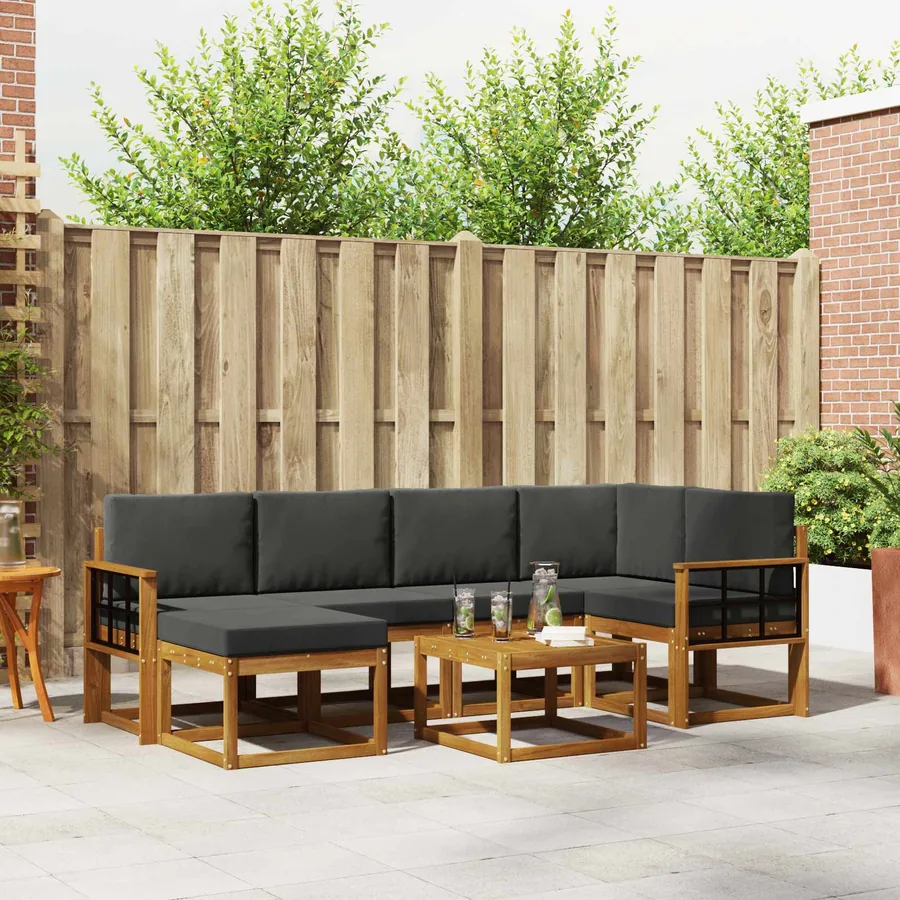 Ensemble de canapés d'extérieur 7 pcs Naturel et Anthracite